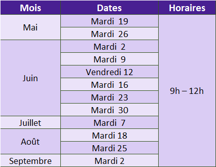 Calendrier des permanences Calendrier des permanences