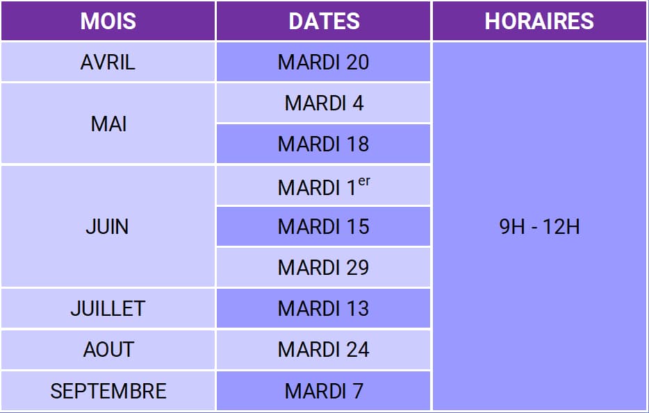 Calendrier des permanences Calendrier des permanences